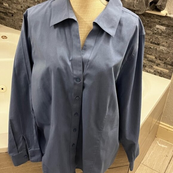 Gold Label Investments Blue Plus Size 22W Button Down Shirt - Picture 2 of 5